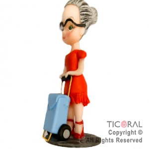 ADORNO ABUELA MODERNA CON CARRITO A. PORCELANA FRIA x 1